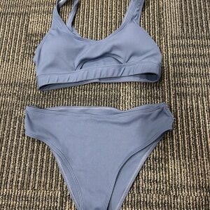 Blue Ribbed Bikini Set